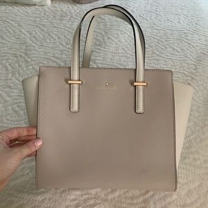 White and Taupe Two-Toned Kate Spade Purse